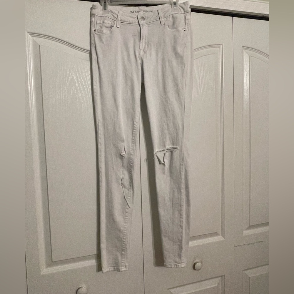 Women's White Distressed Jeans